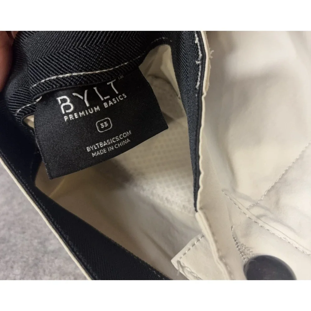 BYLT Ace Jogger Mens 33 Beige Tapered Stretch Performance Tech Athleisure